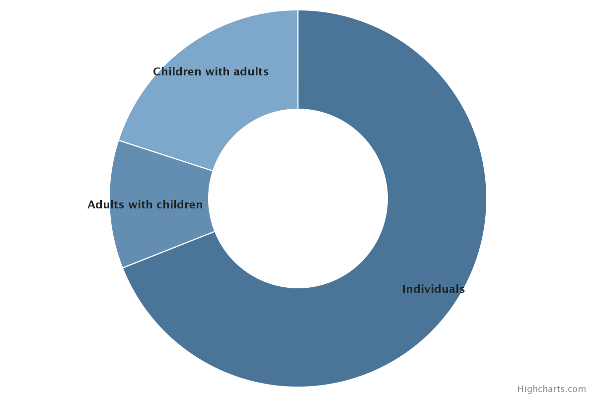 Distribution of Homeless Persons, HUD HMIS Annual Data